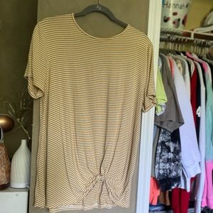 stripped top with tied knot the bottom